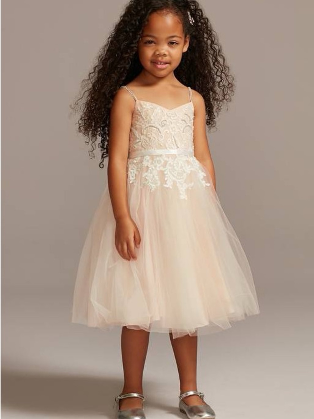 White David's Bridal Flower Girl Tulle Dress